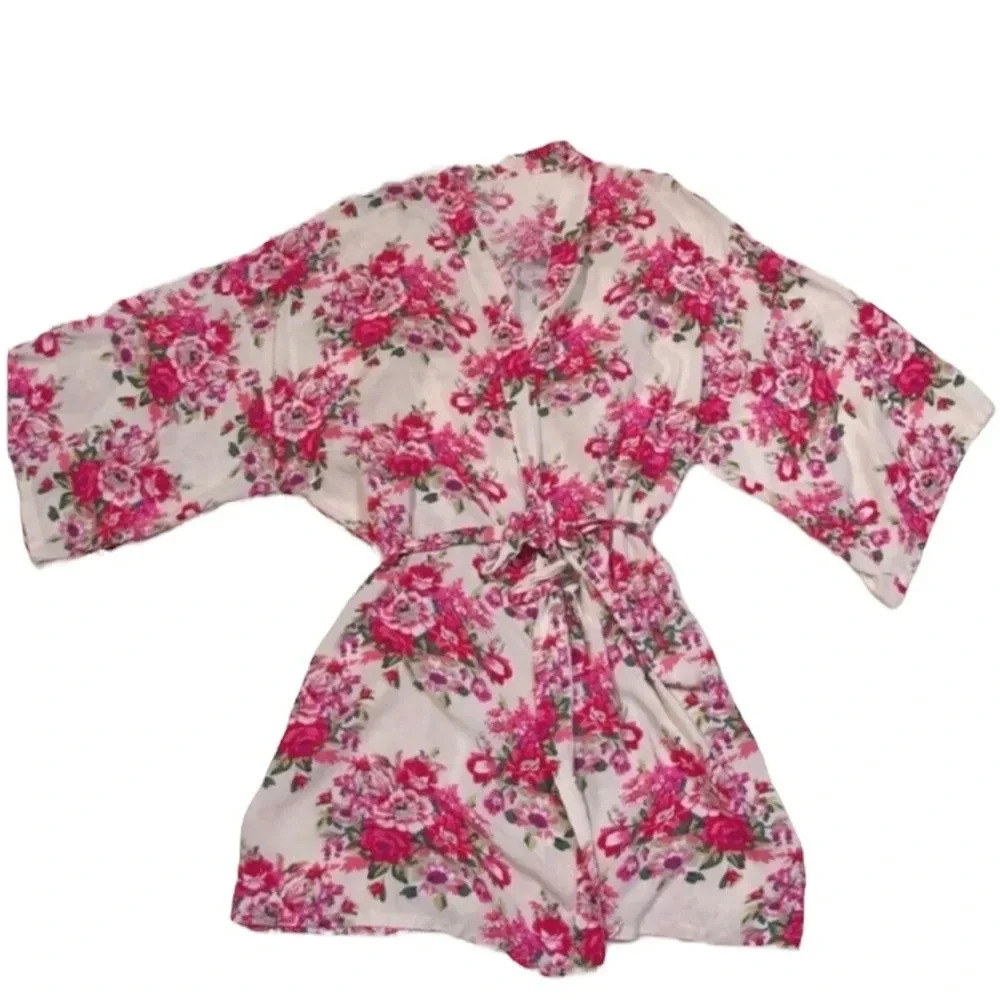 Bridesmaid Gold Floral Wrap Robe Size M/L - Picture 1 of 5